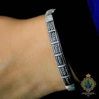 دستبند نقره زنانه مدل گیسو (بنگل دستساز)