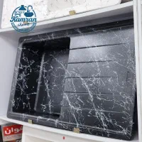 سینک گرانیتی توکار مشکی رگه سفید تک لگنه ۱۰۰سانت