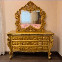 سرویس خواب چوبی دو نفره ۱۸۰ چوب گردو پتینه