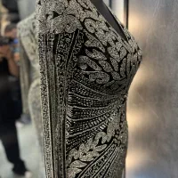 لباس مجلسی وارداتی لباس شب تمام دست دوز کار سنگ