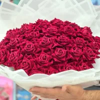 دسته گل رز مخملی فوق کیوت عروس