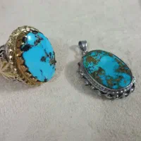 انگشتر وتوگردنی فیروزه اصل نیشابور کاردست