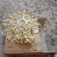 لوستر سقفی اویز دار کریستال با دو دیوار کوب