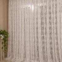 پرده تور ترک بریلنت سفید گل برجسته نو مناسب جهاز