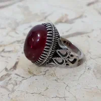 انگشتر نقره دست دلبر و انگشتر با یاقوت سرخ و عقیق