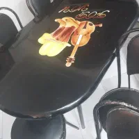 میزنهارخوری ۶نفره آهنی با صفحه چوبی