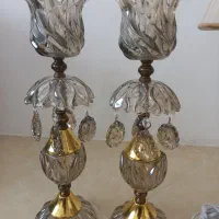 دوعدد شمعدان طلایی با آباژور