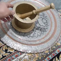 هاون قدیمی ۵کیلوی  کلکسیونی .سینی تابلو مسی تزیینی|کلکسیون اشیاء عتیقه|ماهدشت, |دیوار