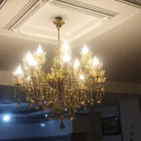 لوستر تمام برنجی اصل 16شعله با 16عدد لامپ در حد نو|لوستر و چراغ آویز|نسیم‌شهر, |دیوار