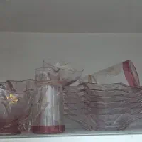 ظروف سرویس بلور اجیل خوری طلا کوبی