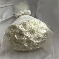 دسته گل رز روبانی