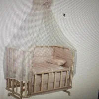 گهواره و تخت کنار مادر چوبی مدل فرشته