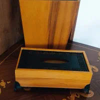 سطل و جا دستمالی چوبی