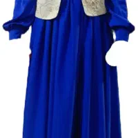 عبا مجلسی با حجابی رنگ آبی کاربی جنس الیزه ژاکاراد