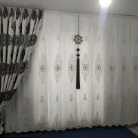 پرده حریر و زیر پرده و آویز مدال بدون دستک