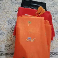 شال نارنجی مشکی حریر اصلا استفاده نشده قرمزم یک