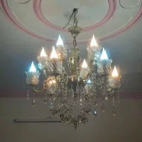 لوستر  برنزی کاملا نو 6شاخه 12 شعبه مدل لاله پیچ