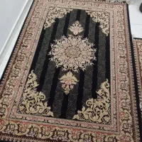 یک جفت قالی ابریشمی مشکی طلایی سالم