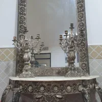 آینه و شمعدان برنجی قدیمی