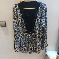 بلوز مجلسی زیبای کار شده ی پلنگی  و طرح گل