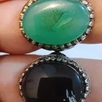 جفت انگشتر عقیق یمنی وسلیمانی قدیمی|کلکسیون اشیاء عتیقه|اهواز, زیتون کارگری|دیوار