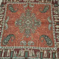 رومیزی ترمه مربع ابریشم مدل کتیبه|پرده، رانر، رومیزی|رشت, بوسار|دیوار