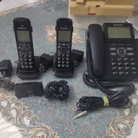تلفن  پاناسونیک اصلی با دو عدد بیسم وپایه رومیزی