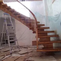 پله دوبلکس چوبی پله گرد پله خم نرده نجاری|خدمات پیشه و مهارت|سنندج, |دیوار