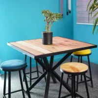 میز نهارخوری روستیک چوب و فلز