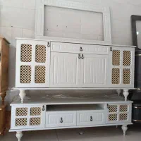 ست میز تلوزیون و آینه و کنسول حصیری سایز بزرگ