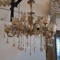 لوستر ۱۰شاخه ۱۵شعله واژگون سنگین پرکار برنز سوگلی|لوستر و چراغ آویز|زنجان, |دیوار