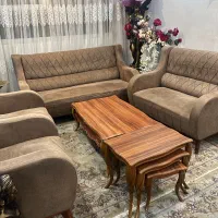 مبل هفت نفره سالم به همراه عسلی و روکش نو