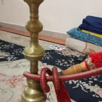 قلیان بلند برنجی قدیمی یه دست شمش سنگین|کلکسیون اشیاء عتیقه|ری, صفاییه (چشمه علی)|دیوار