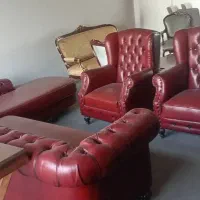 مبل چستر چرمی ۷ نفره، کاملا سالم، قیمت استثنایی