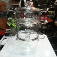 قابلمه 3 عددی پیرکس دسته استیل Nataly