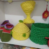 عروسک بافتنی وسبد|صنایع دستی و سایر لوازم تزئینی|فردوس (خراسان), |دیوار