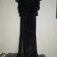 مجلسی حریر شاین مشکی نقره ای نو