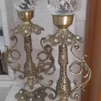 فروش لوستر ست سطل آشغال جا دستمالی و شمعدان برنز|لوستر و چراغ آویز|ماهدشت, |دیوار