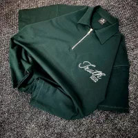 تیشرت قواره باکسی نیم زیپ و یقه گر