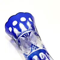 گلدان کریستال آنتیک دو پوست بوهمیا چک کبالت|صنایع دستی و سایر لوازم تزئینی|تهران, سهروردی|دیوار