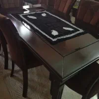 میز نهارخوری شش نفره جا کفشی ویترین چوبی
