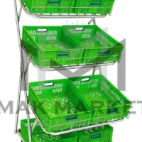 استند چرخدار چهار طبقه ۶ سبد مناسب میوه فروشی