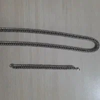 ست دست‌بند و گردنبند استیل مردانه