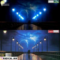 تابلو نوری پاریس فرانسه پل اسکله دریا چراغ شب خواب