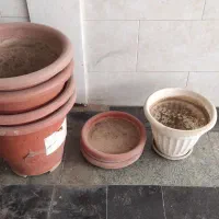 4 عدد گلدان پلاستیکی بزرگ همراه زیره