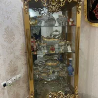 بوفه ویترین طلایی چوبی