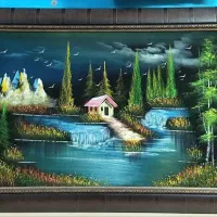 تابلو نقاشی منظره روی مخنل و تابلو حضرت مریم(س)