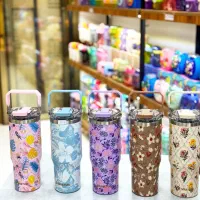 تراول ماگ دسته دار سیتارا طرح گل فلاسک نی دار