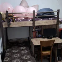 تخت دو نفره با میز کامپیوتر و کمد