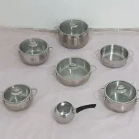 سرویس قابلمه استیل سایزها بزرگ ساخت ترکیه کفه چدن